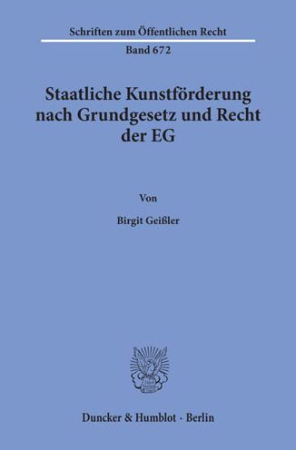 Cover for Geißler · Staatliche Kunstförderung nach (Book) (1995)