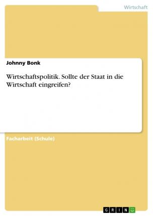 Cover for Bonk · Wirtschaftspolitik. Sollte der Sta (Book)