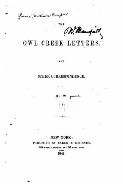 Cover for William Cowper Prime · The Owl Creek letters, and other correspondence (Paperback Book) (2016)