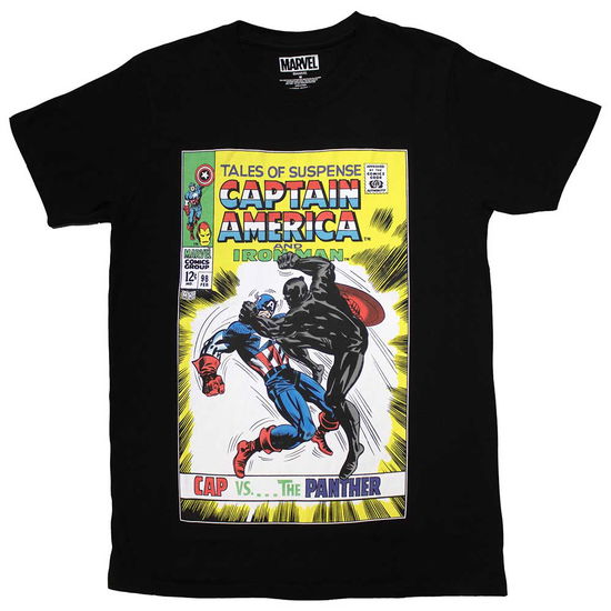 Marvel Comics Unisex T-Shirt: Cap vs The Panther Comic Cover - Marvel Comics - Merchandise -  - 5056737239270 - 