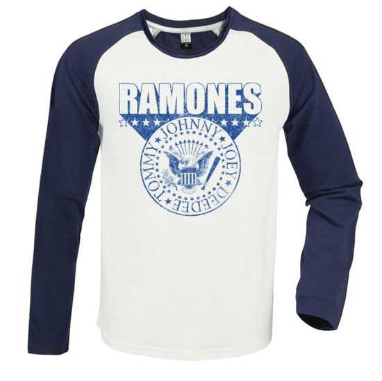 Cover for Ramones · Ramones 3D Crest Vintage White / Navy Small Baseball Jersey (T-shirt) (2024)