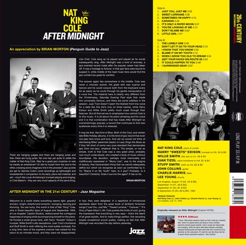 Cover for Nat King Cole · After Midnight (+4 Bonus Tracks) (Transparent Blue Vinyl) (LP) [Coloured edition] (2021)