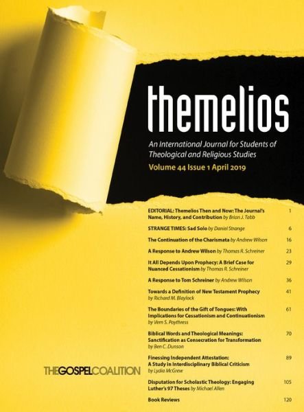 Cover for D A Carson · Themelios, Volume 44, Issue 1 - Themelios (Paperback Book) (2019)