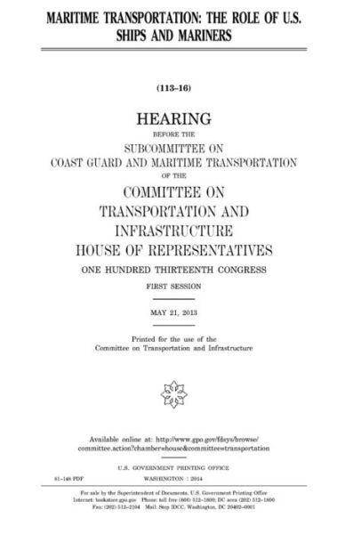 Cover for United States Congress · Maritime transportation (Paperback Book) (2017)