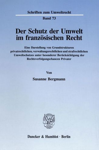 Cover for Bergmann · Der Schutz der Umwelt im franz (Book) (1996)