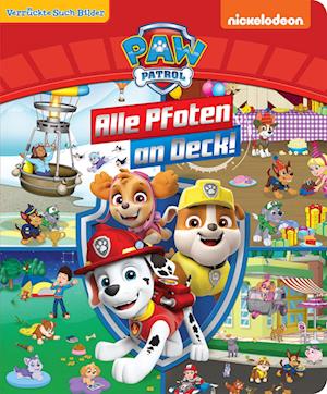 Cover for PAW Patrol - Alle Pfoten an Deck! - Verrückte Such-Bilder, groß - Wimmelbuch - Pappbilderbuch mit wattiertem Umschlag (Book) (2021)