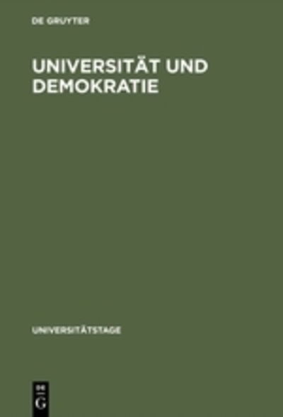 Cover for Oskar Anweiler · Universität und Demokratie (Book) (1967)