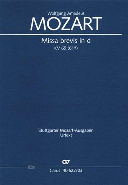 Cover for Mozart · Missa brevis d/65,KA.CV40.622/03 (Book)