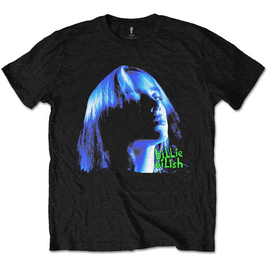 Cover for Billie Eilish · Billie Eilish Unisex T-Shirt: Neon Shadow Blue (Black) (T-shirt) [size S] [Black - Unisex edition] (2021)