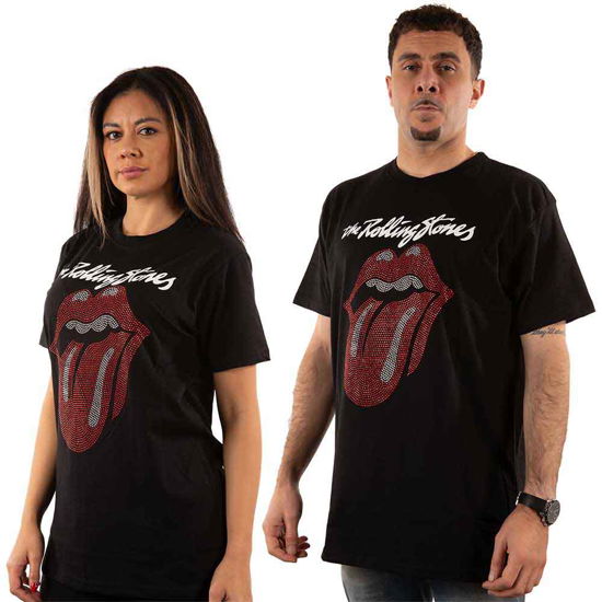 The Rolling Stones Unisex T-Shirt: Logo & Tongue (Embellished) - The Rolling Stones - Merchandise -  - 5056561043272 - 