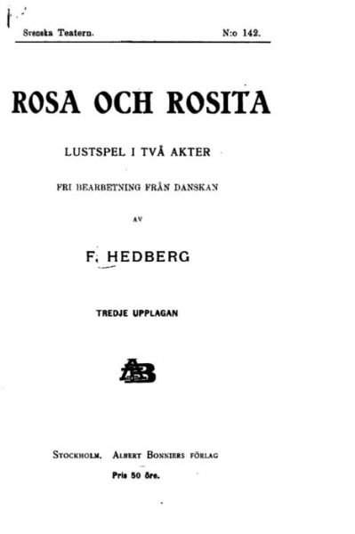 Cover for F Hedberg · Rosa och Rosita (Paperback Book) (2016)
