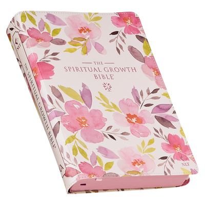 Cover for Christianart Gifts · Spiritual Growth Bible, Study Bible, NLT - New Living Translation Holy Bible, Faux Leather, Pink Purple Printed Floral (Book) (2023)