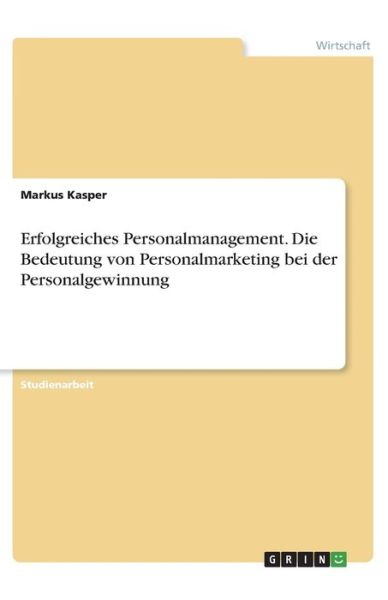 Cover for Kasper · Erfolgreiches Personalmanagement (Book)