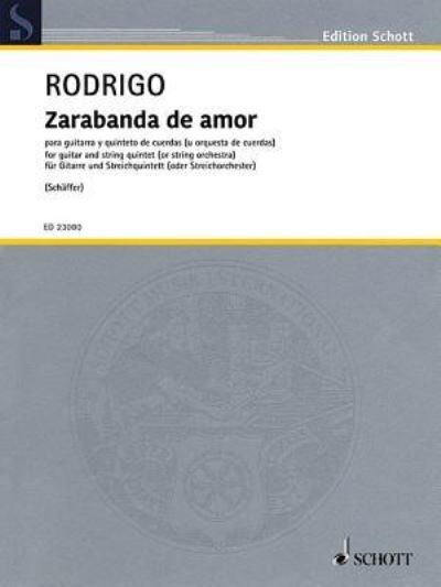 Cover for Joaquin Rodrigo · Zarabanda De Amor (Partitur) (2019)