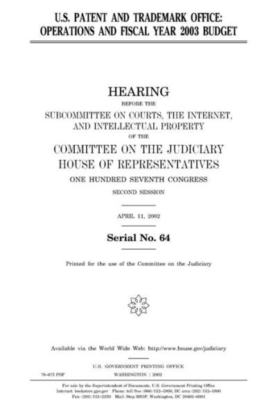 Cover for United States Congress · U.S. Patent and Trademark Office (Taschenbuch) (2018)