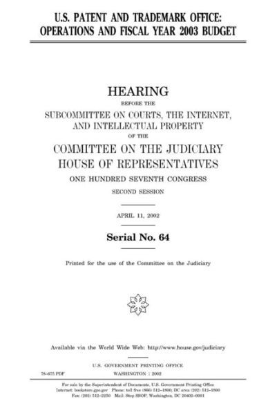 Cover for United States Congress · U.S. Patent and Trademark Office (Paperback Book) (2018)
