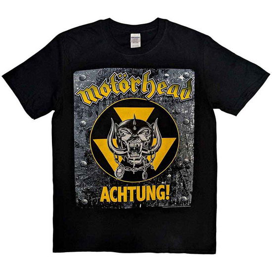 Motorhead Unisex T-Shirt: Achtung! (Black) - Motörhead - Produtos - Global - Apparel - 5055295347274 - 4 de julho de 2024