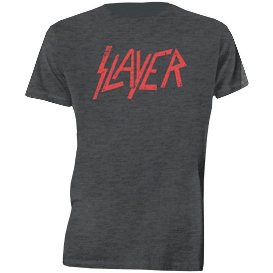 Slayer Unisex T-Shirt: Distressed Logo - Slayer - Fanituote - Global - Apparel - 5055979917274 - perjantai 17. tammikuuta 2020