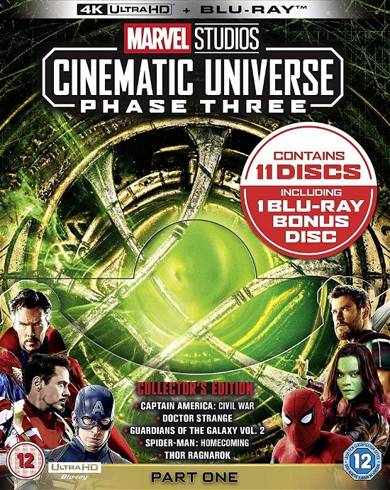 Cover for Marvel Studios Cinematic Universe: Phase Three - Part One (4k Blu-ray) · Marvel Cinematic Universe Phase 3 Part 1 Box set (Blu-ray) [Collectors edition] (2019)