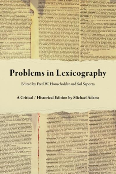 Cover for Michael Adams · Problems in Lexicography: A Critical / Historical Edition (Inbunden Bok) (2022)