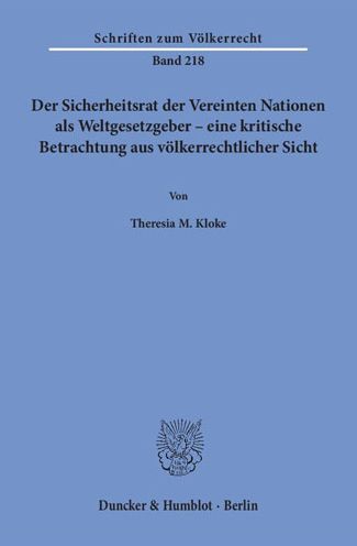 Der Sicherheitsrat der Vereinten - Kloke - Books -  - 9783428147274 - March 31, 2016