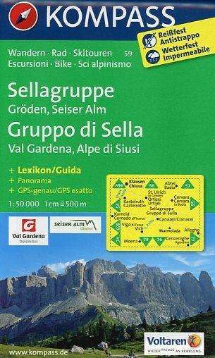 Cover for Mair-Dumont / Kompass · Sellagruppe - Gruppo di Sella: Val Gardena, Alpe di Siusi, Kompass Wandern- Rad- &amp; Ski-karte 59 (Book) (2016)