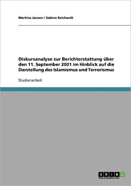 Cover for Jansen · Diskursanalyse zur Berichterstat (Book) [German edition] (2013)