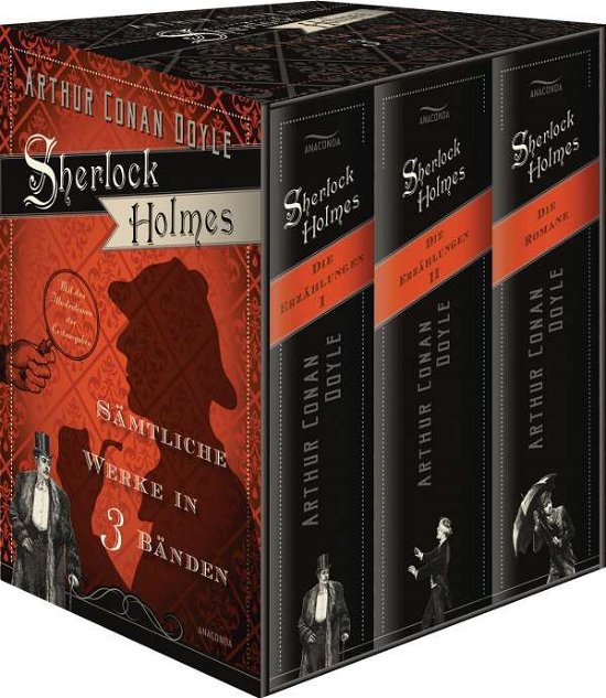 Cover for Arthur Conan Doyle · Sherlock Holmes - Sämtliche Werke in 3 Bänden (Die Erzählungen I, Die Erzählungen II, Die Romane) (3 Bände im Schuber) (Gebundenes Buch) (2021)
