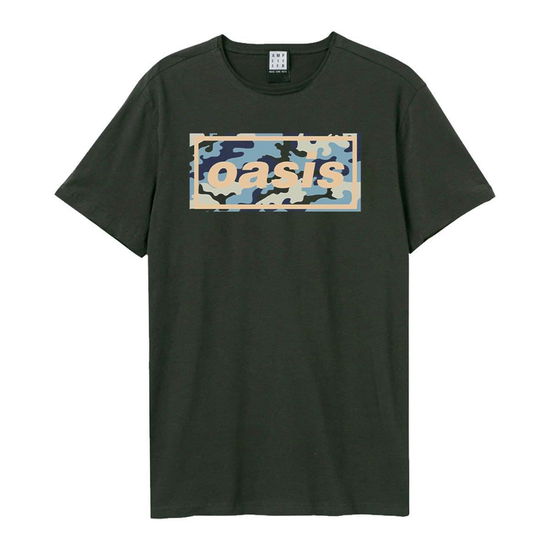 Cover for Oasis · Oasis - Camo Logo Amplified Vintage Charcoal T Shirt (T-shirt) [size L]