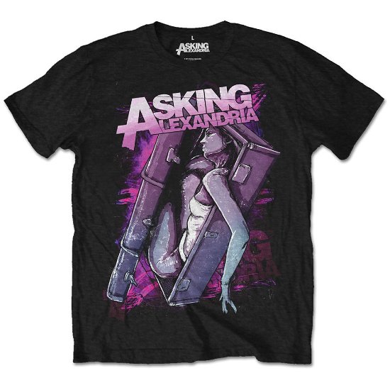 Asking Alexandria Unisex T-Shirt: Coffin Girl (Retail Pack) - Asking Alexandria - Produtos - Rockoff - 5056170627276 - 