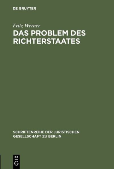 Cover for Fritz Werner · Prosem des Richterstaates (Book) (1960)