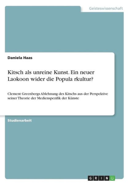 Cover for Haas · Kitsch als unreine Kunst. Ein neue (Book)