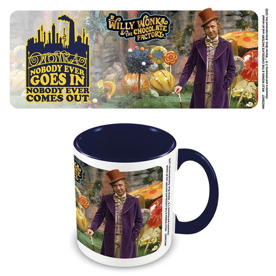 Cover for Willy Wonka  The Chocolate Factory Nobody Comes Out Dark Blue Coloured Inner Mug Merchandise (MERCH)