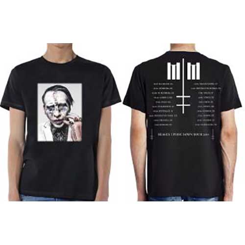 Marilyn Manson Unisex T-Shirt: Painted Face Euro Tour 2018 (Back Print/Ex Tour) - Marilyn Manson - Koopwaar -  - 5056170646277 - 