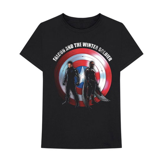 Cover for Marvel Comics · Marvel Comics Unisex T-Shirt: Falcon &amp; Winter Soldier Shield Logo (T-shirt) [size S] [Black - Unisex edition]