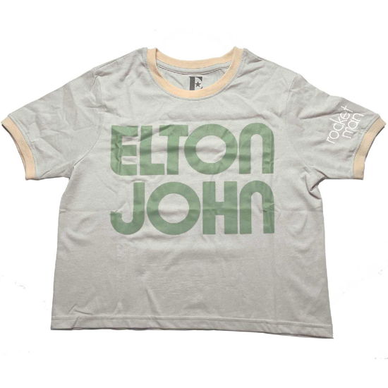 Cover for Elton John · Elton John Ladies Crop Top: Retro Text Ringer (Sleeve Print) (TØJ) [size S]