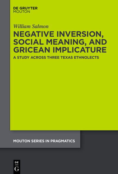 Negative Inversion, Social Meani - Salmon - Books -  - 9781501519277 - June 8, 2020