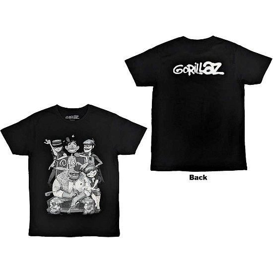 Gorillaz Unisex T-Shirt: George Spray (Back Print) - Gorillaz - Gadżety -  - 5056737246278 - 