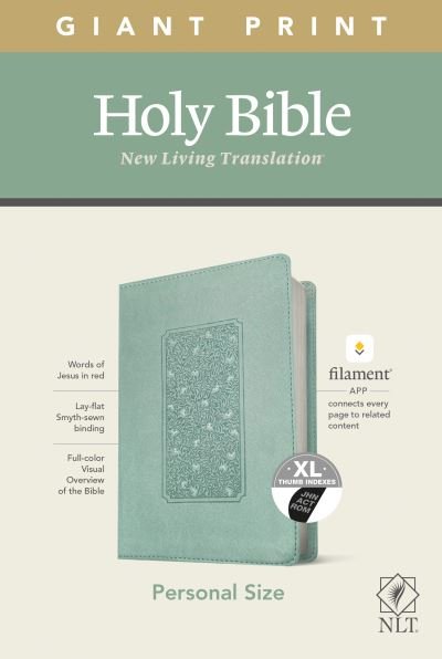 NLT Personal Size Giant Print Bible, Filament Enabled Edition (Red Letter, LeatherLike, Floral Frame Teal, Indexed) - Tyndale - Livros - Tyndale House Publishers - 9781496445278 - 12 de janeiro de 2021
