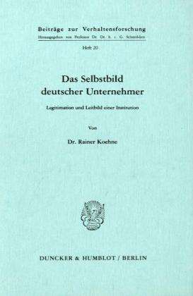 Cover for Koehne · Das Selbstbild deutscher Unterne (Bok) (1976)