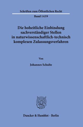 Cover for Schulte · Die hoheitliche Einbindung sach (Book) (2020)