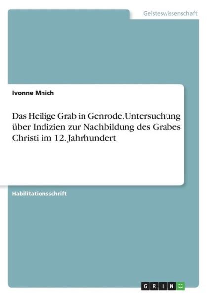Cover for Mnich · Das Heilige Grab in Genrode. Unte (Book)