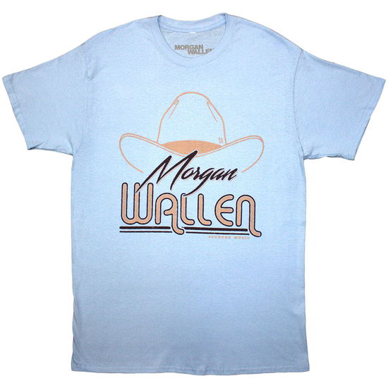 Morgan Wallen Unisex T-Shirt: Cowboy Hat (Light Blue) - Morgan Wallen - Merchandise -  - 9950670052278 - 