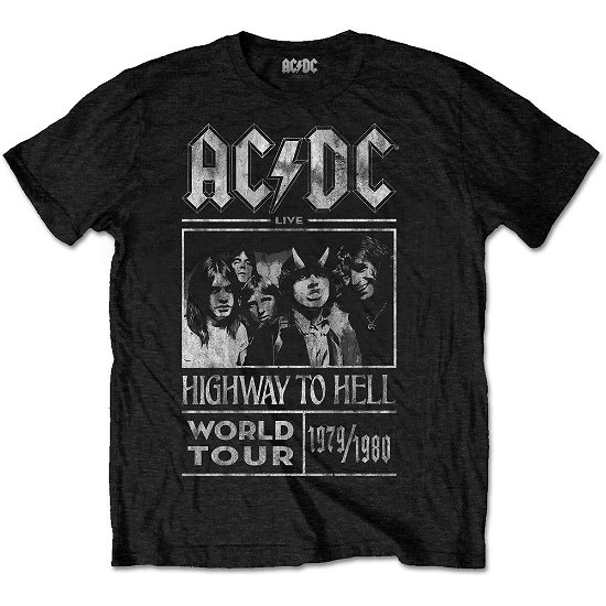 AC/DC Unisex T-Shirt: Highway to Hell World Tour 1979/1980 - AC/DC - Gadżety - Perryscope - 5055979967279 - 12 grudnia 2016
