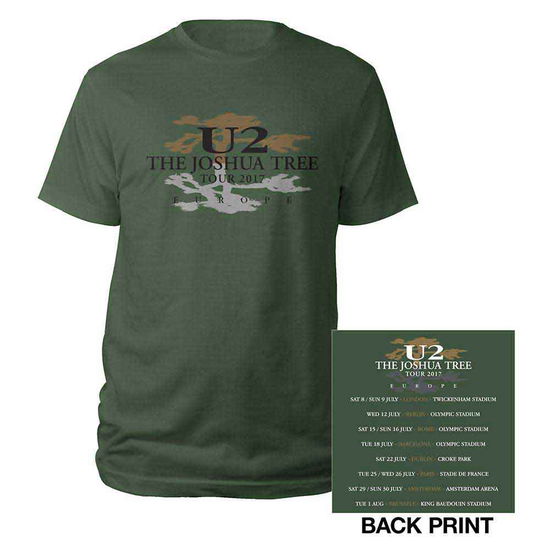 Cover for U2 · U2 Unisex T-Shirt: Joshua Tree Logo 2017 (Ex-Tour &amp; Back Print) (T-shirt) [size S] [Green - Unisex edition]