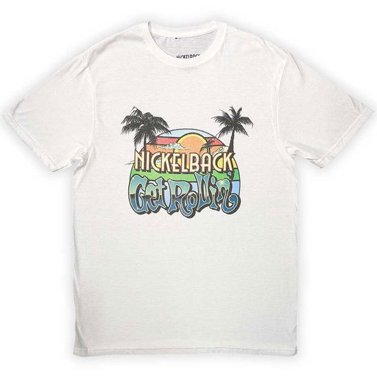 Nickelback Unisex T-Shirt: Get Rollin' Sunset (White) - Nickelback - Merchandise - - 5056737223279 - December 14, 2023