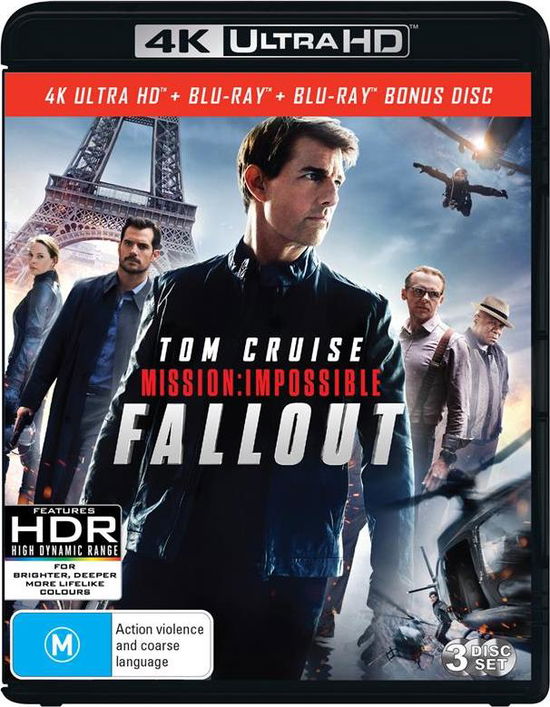 Cover for Tom, Hunt, Ethan, Cavill, Henry, Walker, August, Rhames, Ving, Stickell, Cruise · Mission Impossible - Fallout / Blu-ray + UHD : Bonus Disc (4K Ultra HD) (2018)