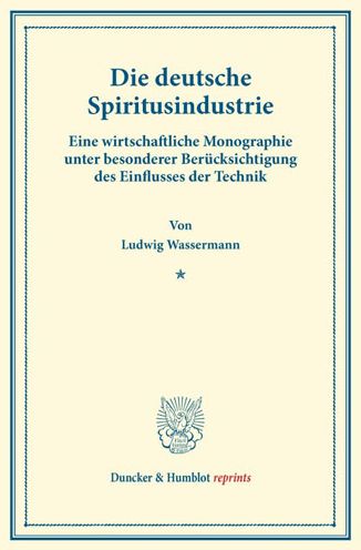 Cover for Wassermann · Die deutsche Spiritusindustr (Book) (2014)