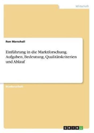 Cover for Marschall · Einführung in die Marktforsch (Book)