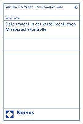 Cover for Grothe · Datenmacht in der kartellrechtli (Book) (2019)